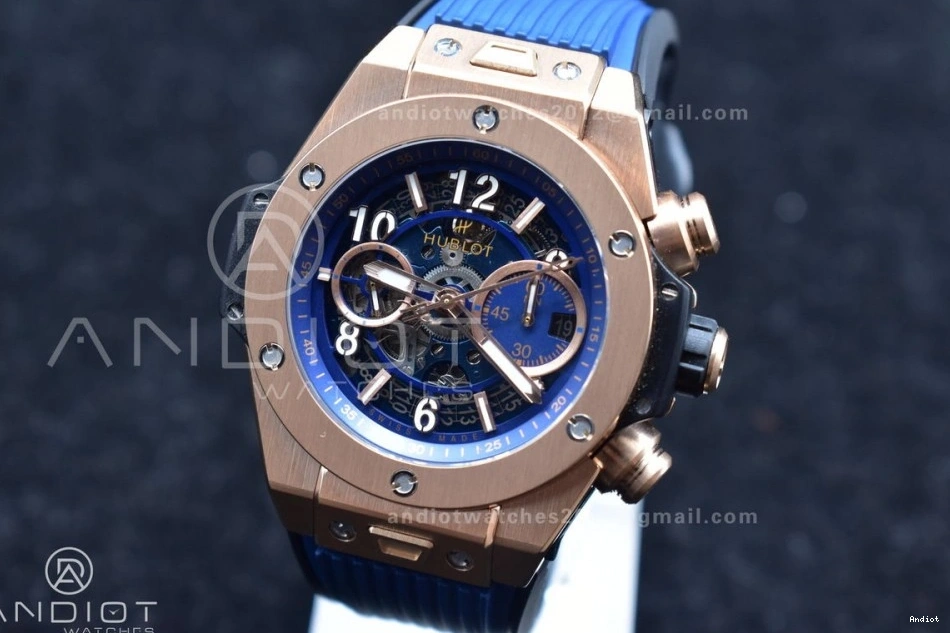 on 1:1 RG Strap Blue Unico Big Best Rubber Skeleton Blue Hublot Bang Dial ZF A1280 Edition 1122